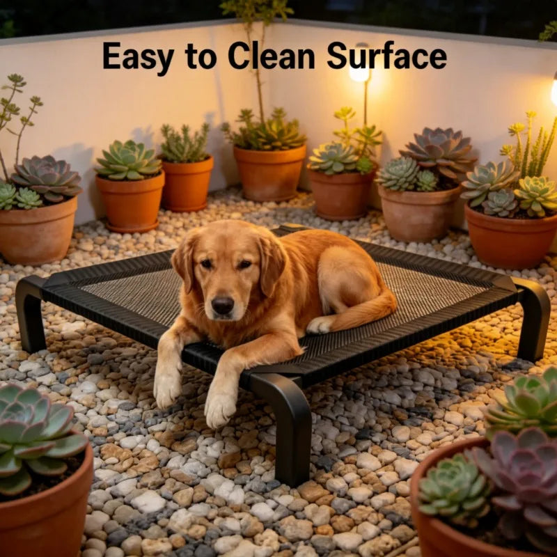 Cama Plegable para Perros con Dosel - Elevada y Ventilada